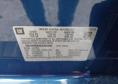 2016 Chevrolet Silverado 1500 2Lt z USA, uszkodzony, nr VIN 1GCVKREC5GZ363942